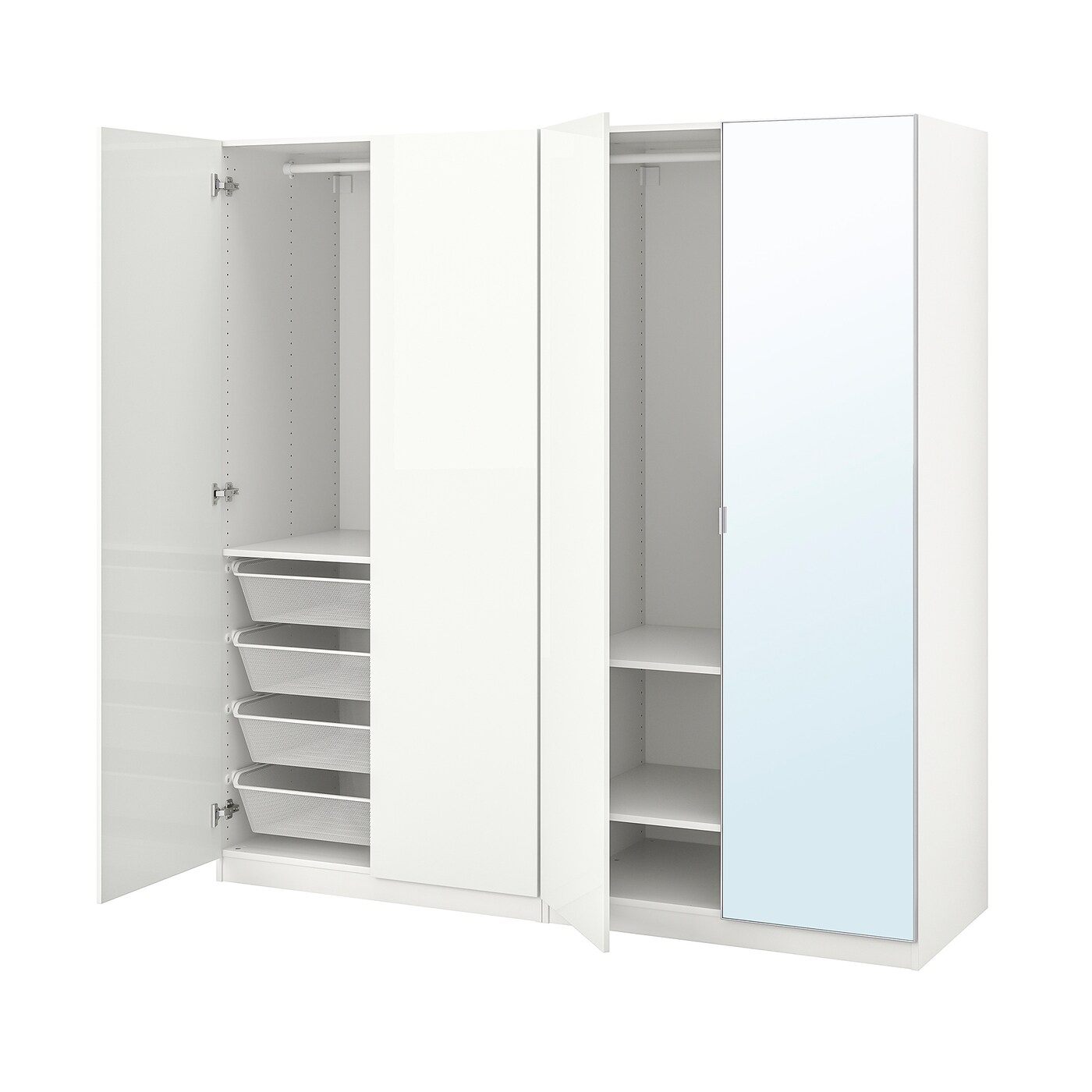 PAX / FARDAL/ÅHEIM wardrobe combination white highgloss/white mirror