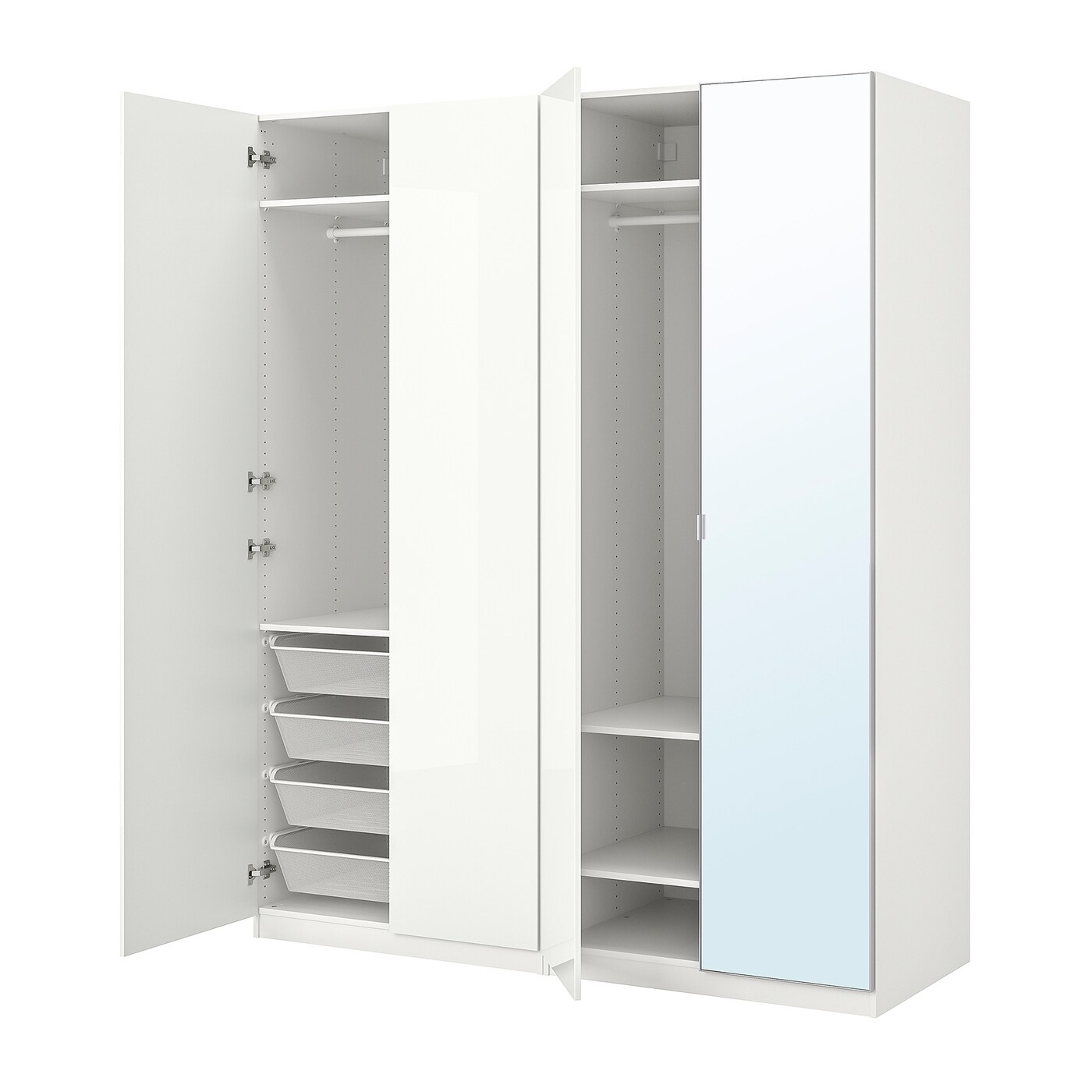 PAX / FARDAL/ÅHEIM wardrobe combination white highgloss/white mirror