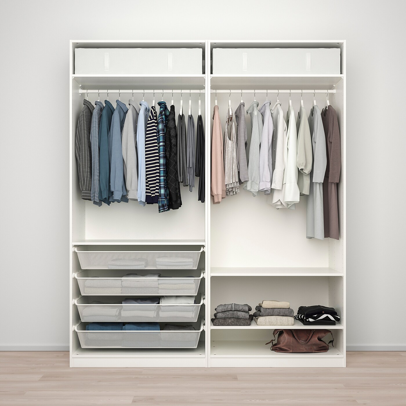 PAX / FARDAL/ÅHEIM wardrobe combination white highgloss/white mirror
