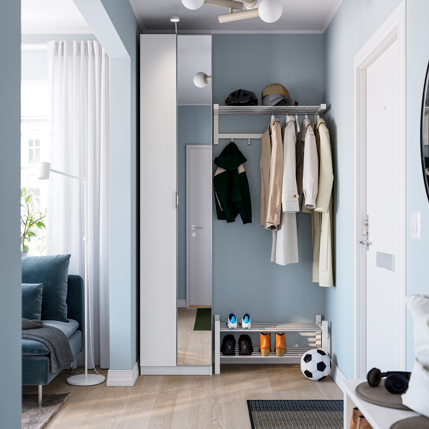 PAX / FORSAND/ÅHEIM wardrobe combination white white/mirror glass