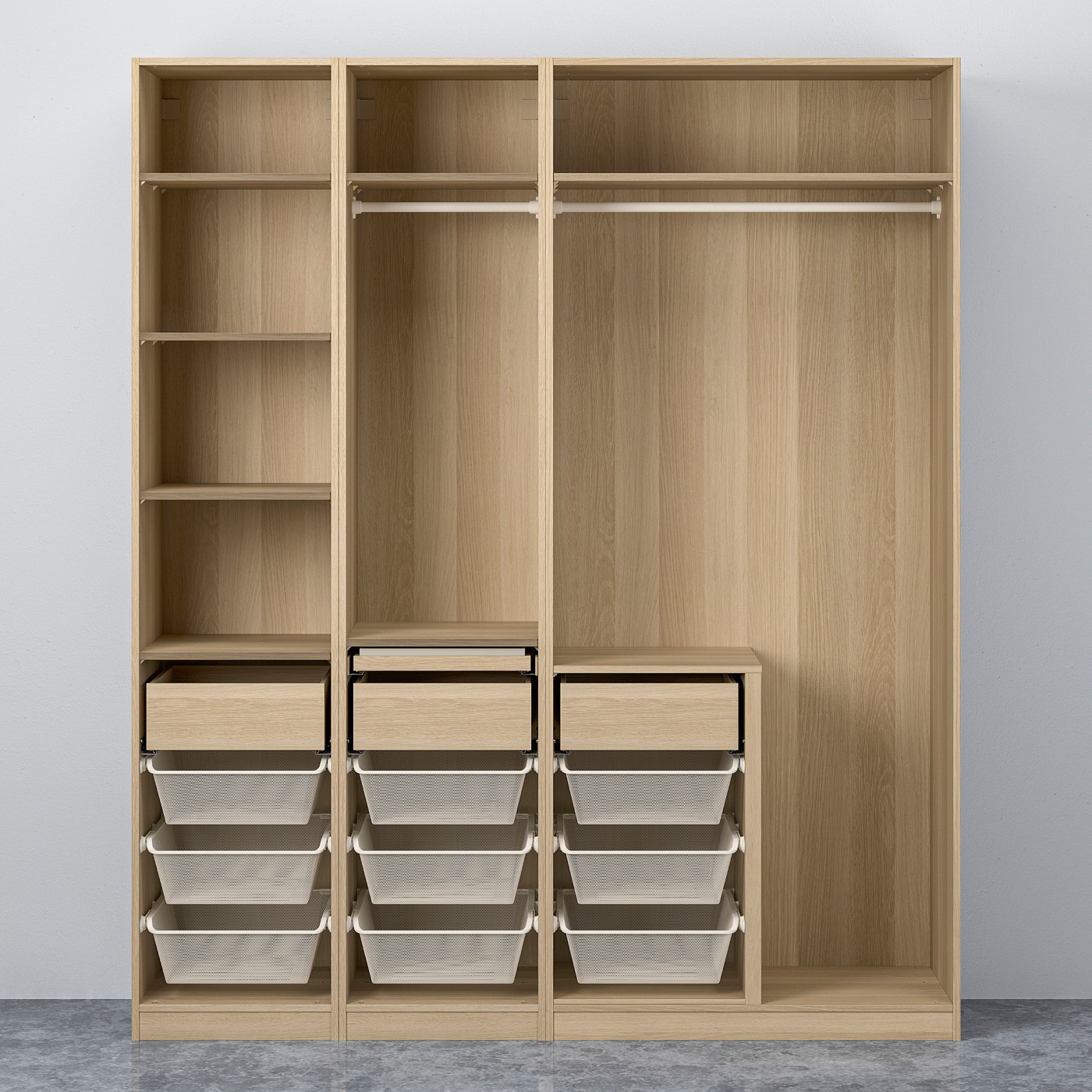 PAX / FORSAND wardrobe combination white stained oak effect/white