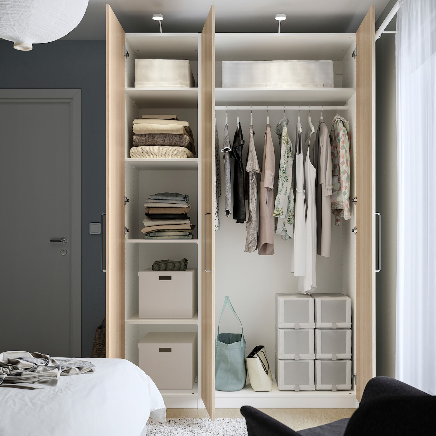 PAX wardrobe frame white stained oak effect - IKEA