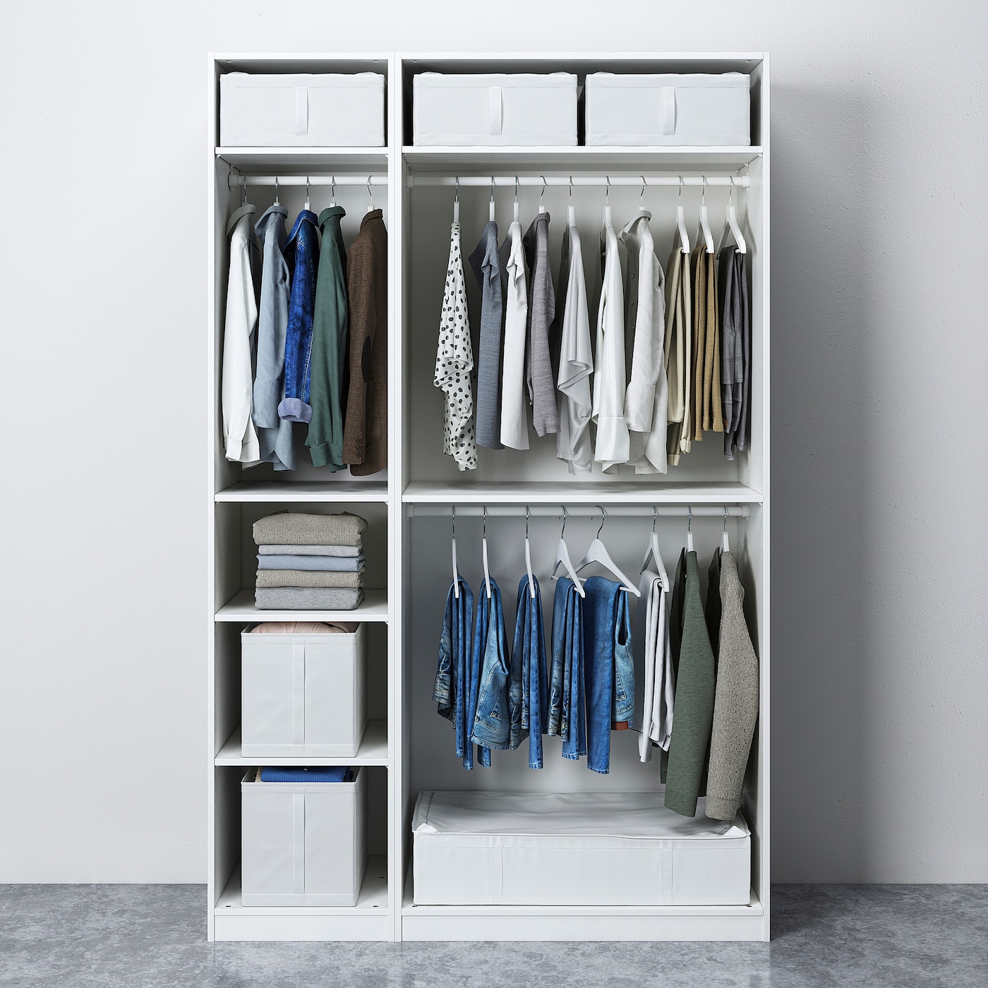 PAX / FORSAND wardrobe combination white/white stained oak effect