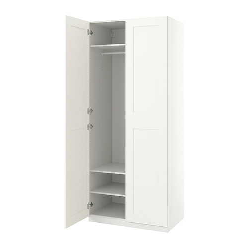 PAX / REINSVOLL wardrobe combination white/grey-beige - IKEA
