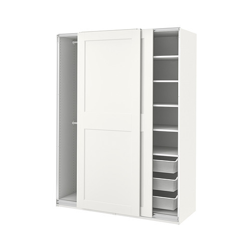 PAX / AULI wardrobe with sliding doors white/mirror glass - IKEA
