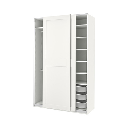 PAX / HASVIK wardrobe white/high-gloss/white - IKEA