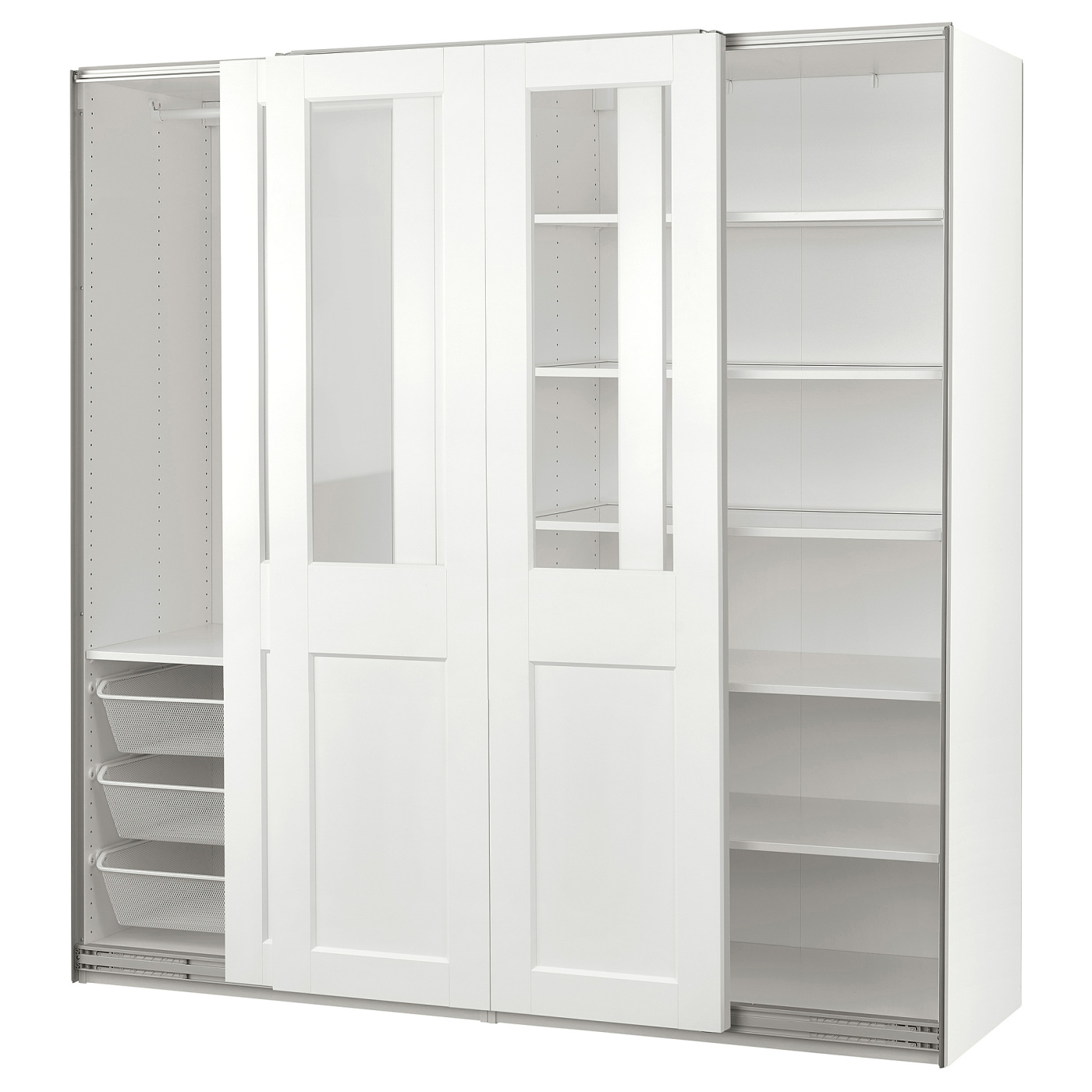 PAX / GRIMO wardrobe with sliding doors white/clear glass white - IKEA