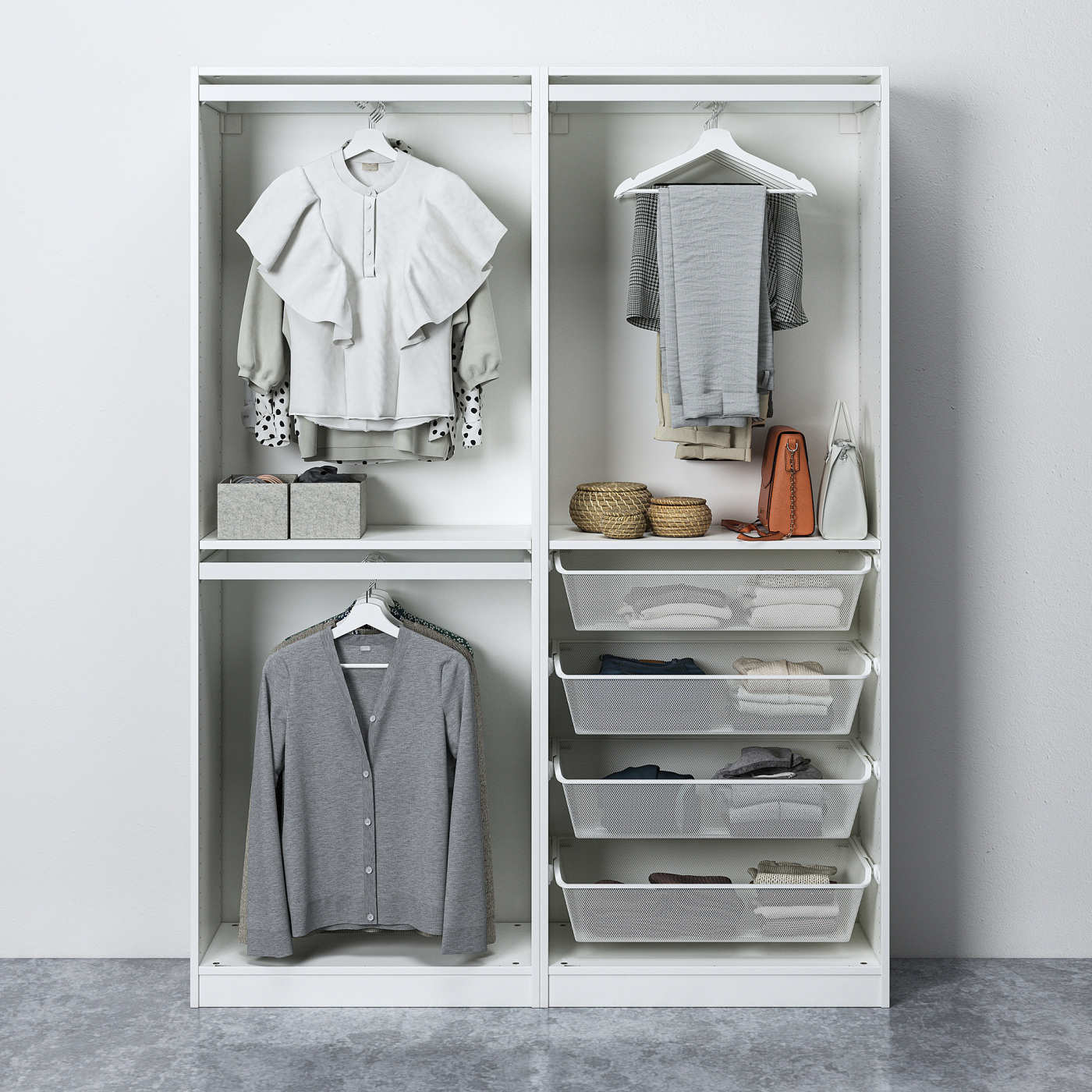 PAX / HASVIK wardrobe combination white/white - IKEA