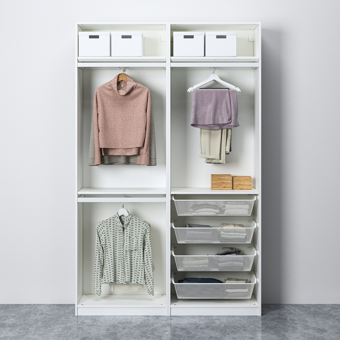 PAX / HASVIK wardrobe combination white/white - IKEA