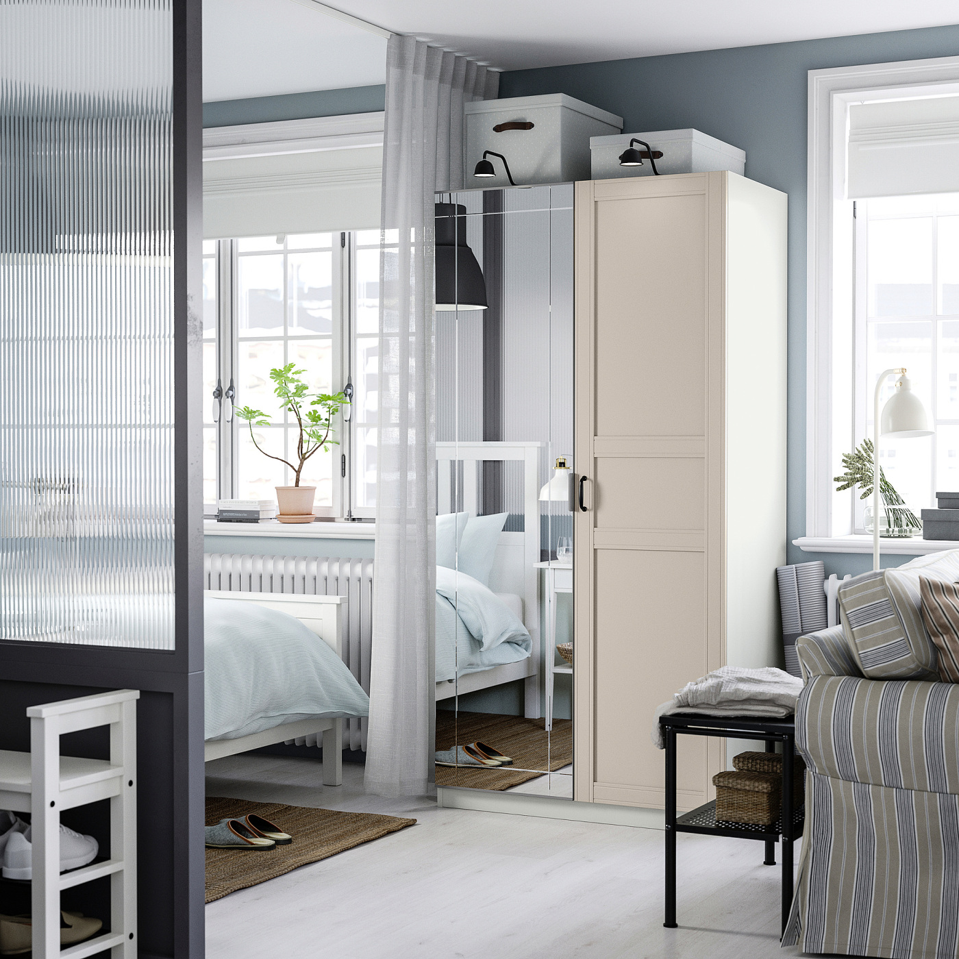 PAX / KAMMARTORP/FLISBERGET wardrobe combination white mirror