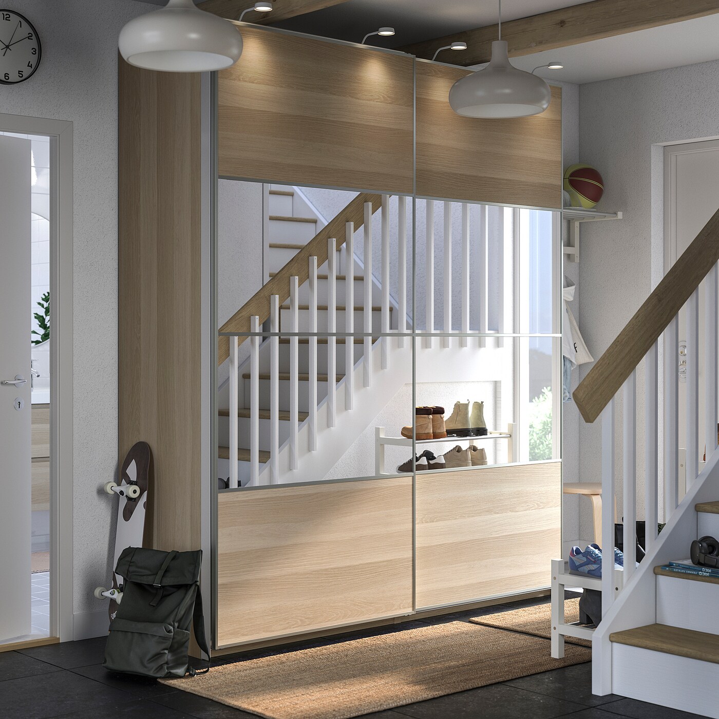 PAX / AULI wardrobe with sliding doors, white/mirror glass