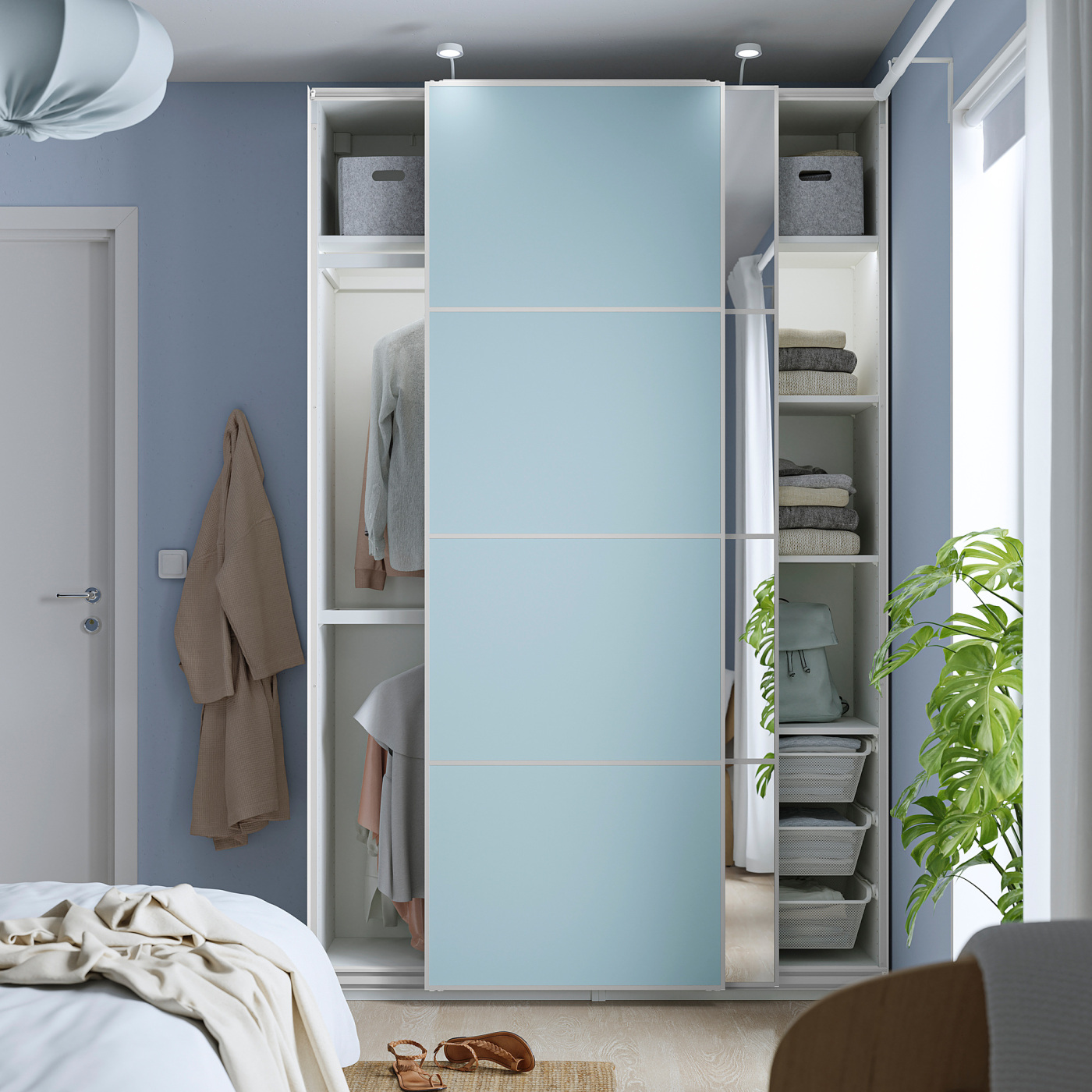 PAX / MEHAMN/AULI wardrobe with sliding doors white double sided