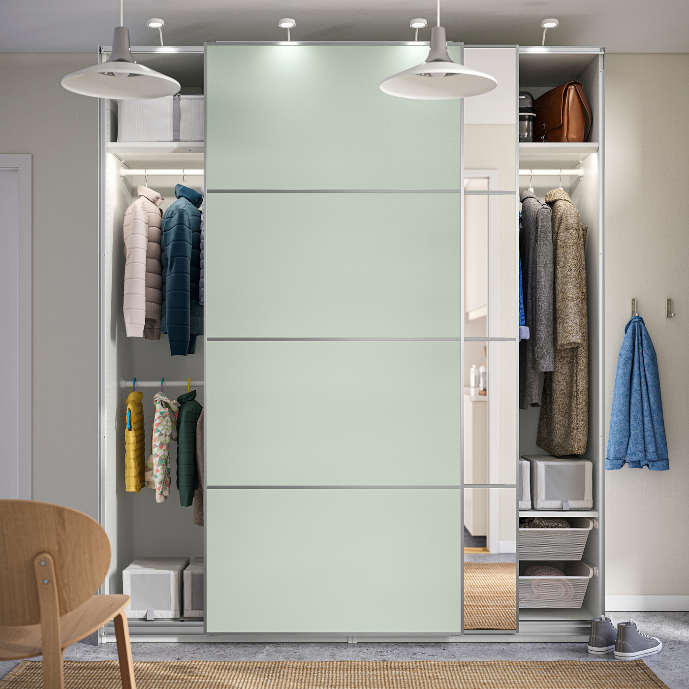 PAX / MEHAMN/AULI wardrobe with sliding doors white double sided
