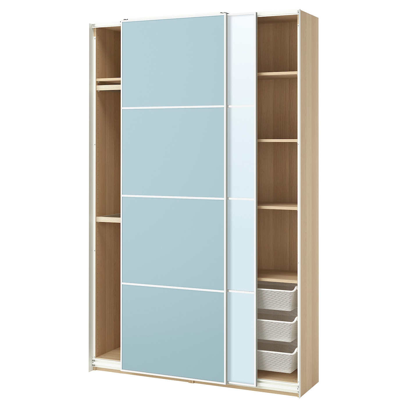 PAX / MEHAMN/AULI wardrobe with sliding doors white stained oak