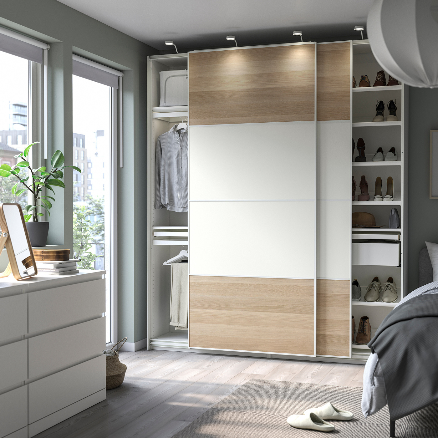 PAX / MEHAMN wardrobe combination white double sided/white white
