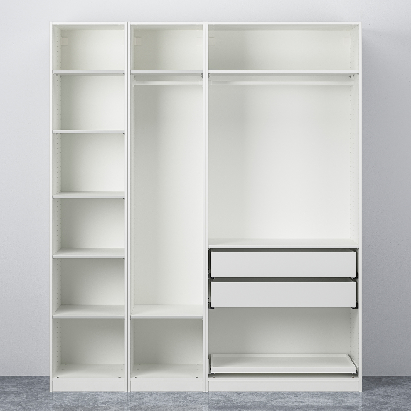 PAX / MEHAMN wardrobe with sliding doors white/double sided light