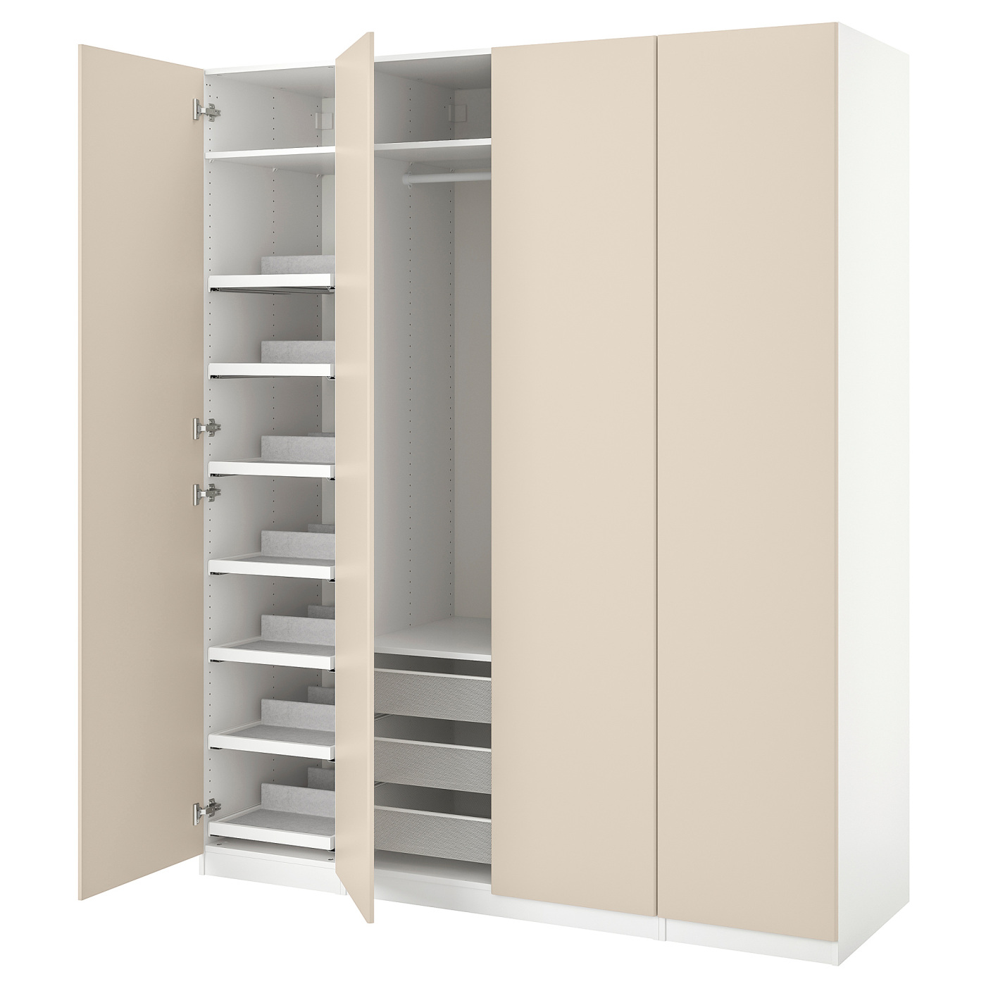 PAX / REINSVOLL wardrobe combination white/grey-beige - IKEA