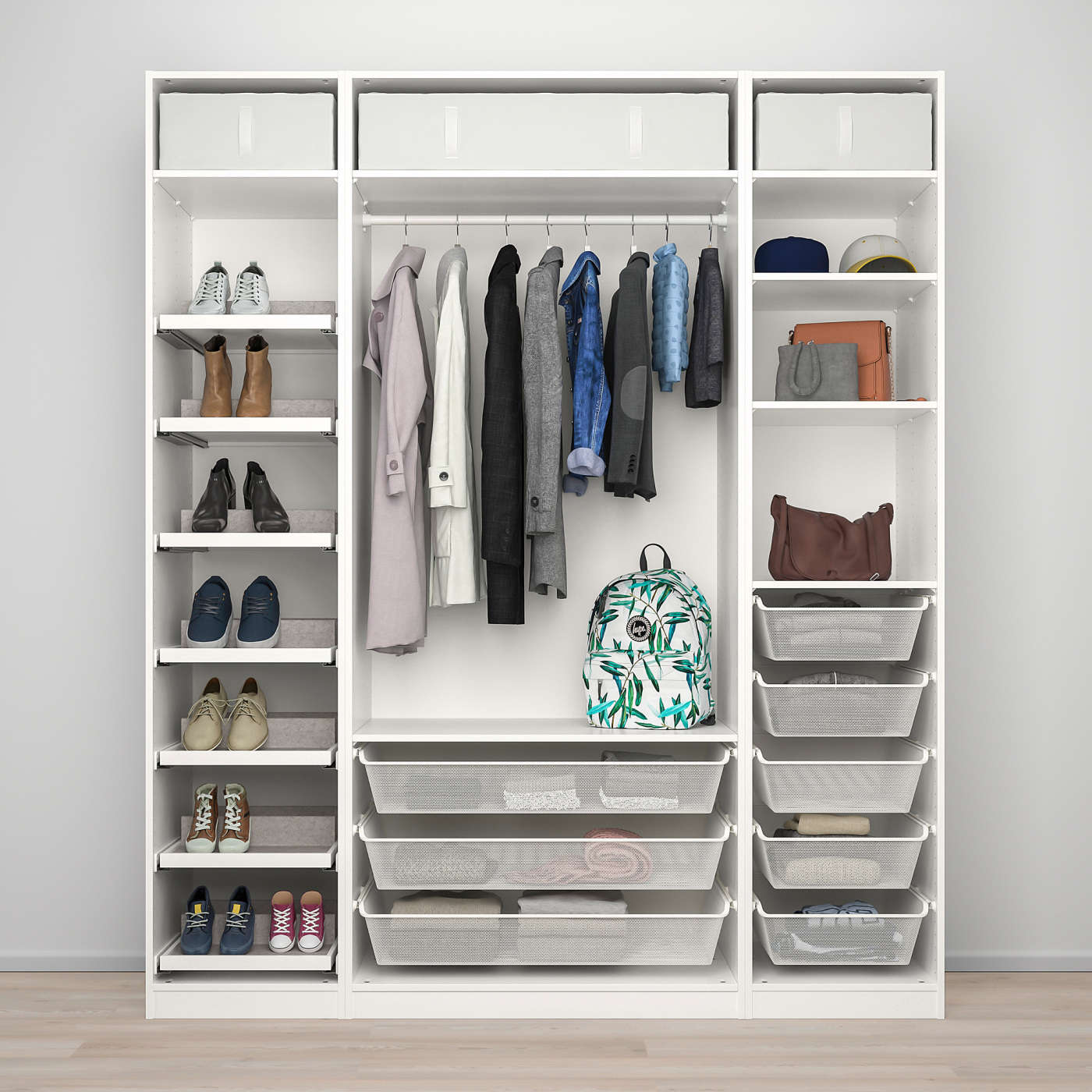 PAX / REINSVOLL wardrobe combination white/grey-beige - IKEA