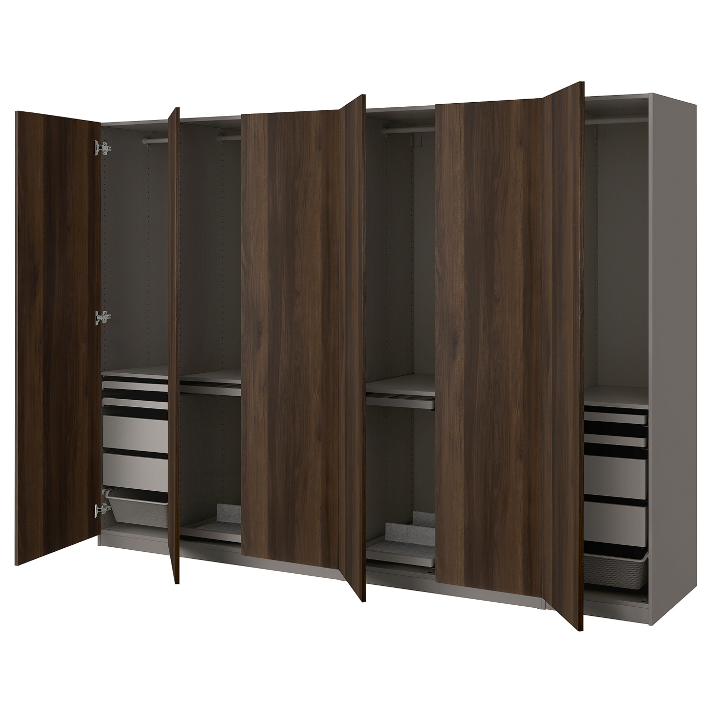 PAX / STORKLINTA wardrobe combination dark grey/dark brown stained