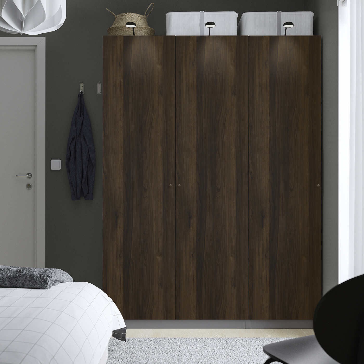 PAX / STORKLINTA wardrobe combination dark grey/dark brown stained