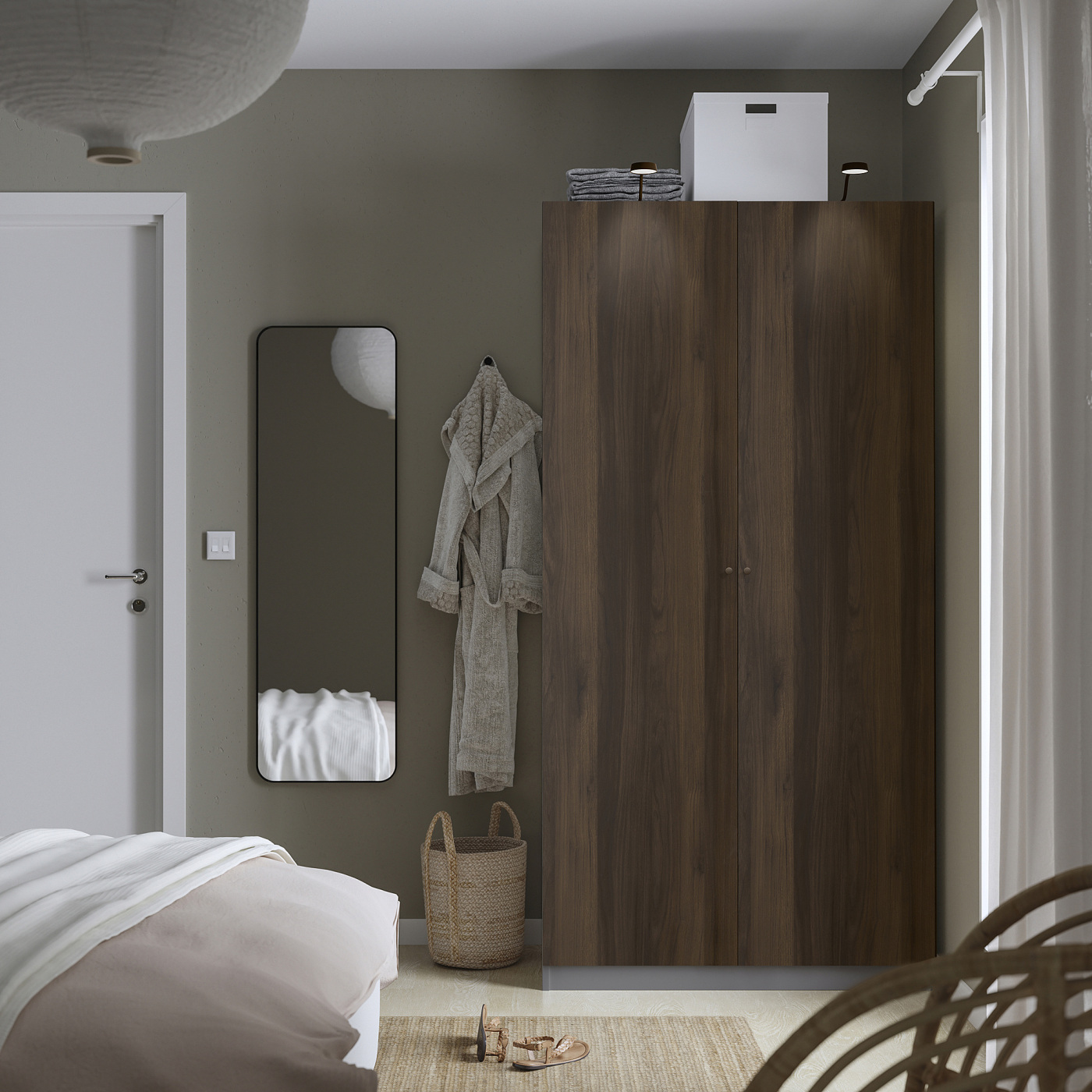 PAX / STORKLINTA wardrobe combination dark grey/dark brown stained