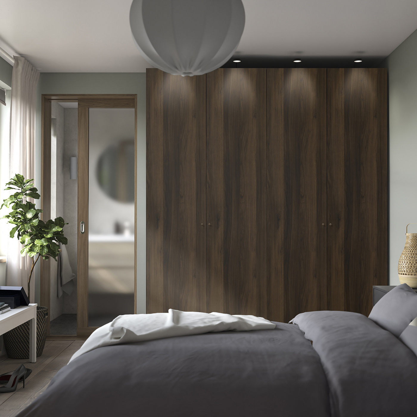 PAX / STORKLINTA wardrobe combination dark grey/dark brown stained