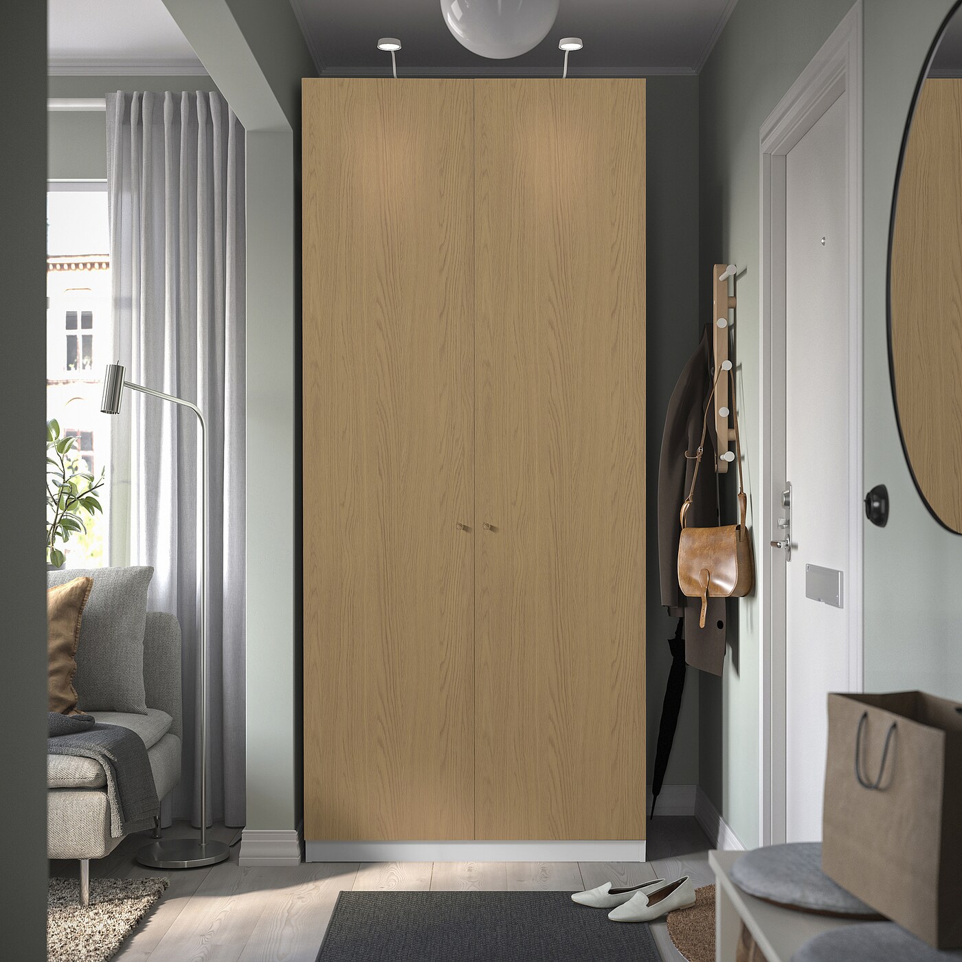 PAX / STORKLINTA wardrobe combination white/oak effect - IKEA