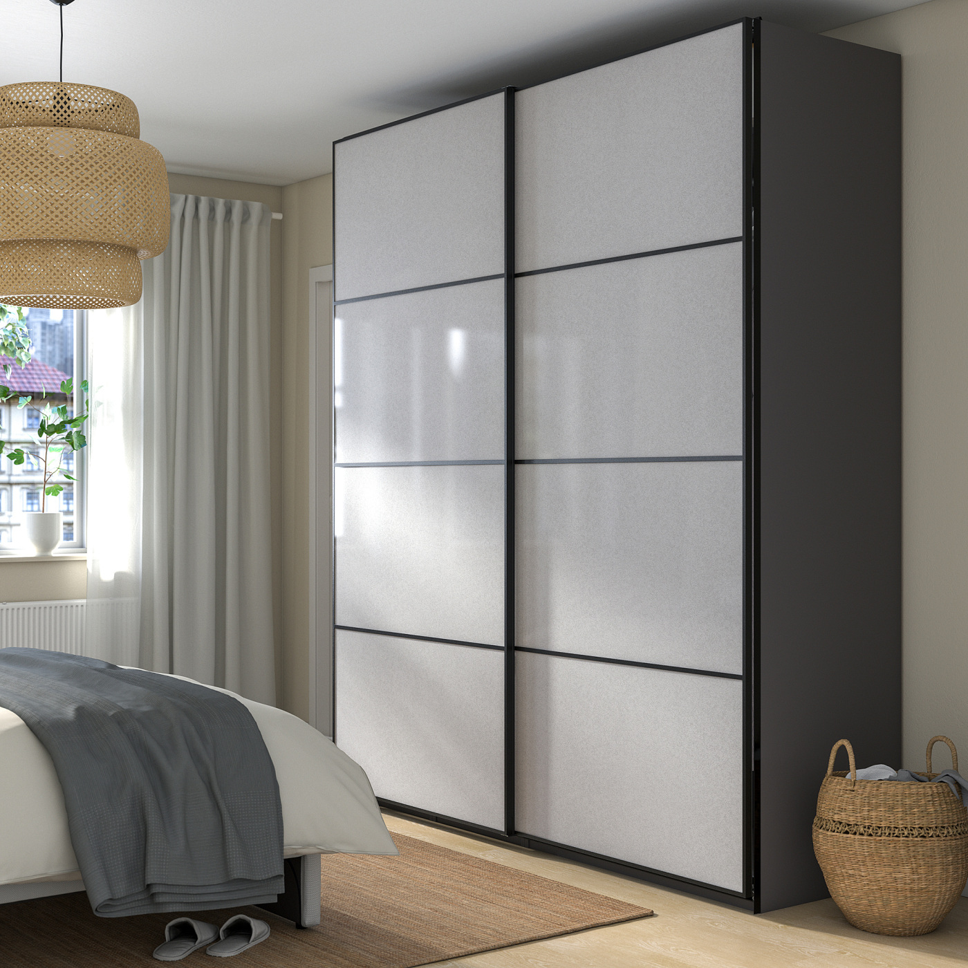 セミダブル　IKEA PAX / SVARTISDAL wardrobe combination dark grey/white paper effect