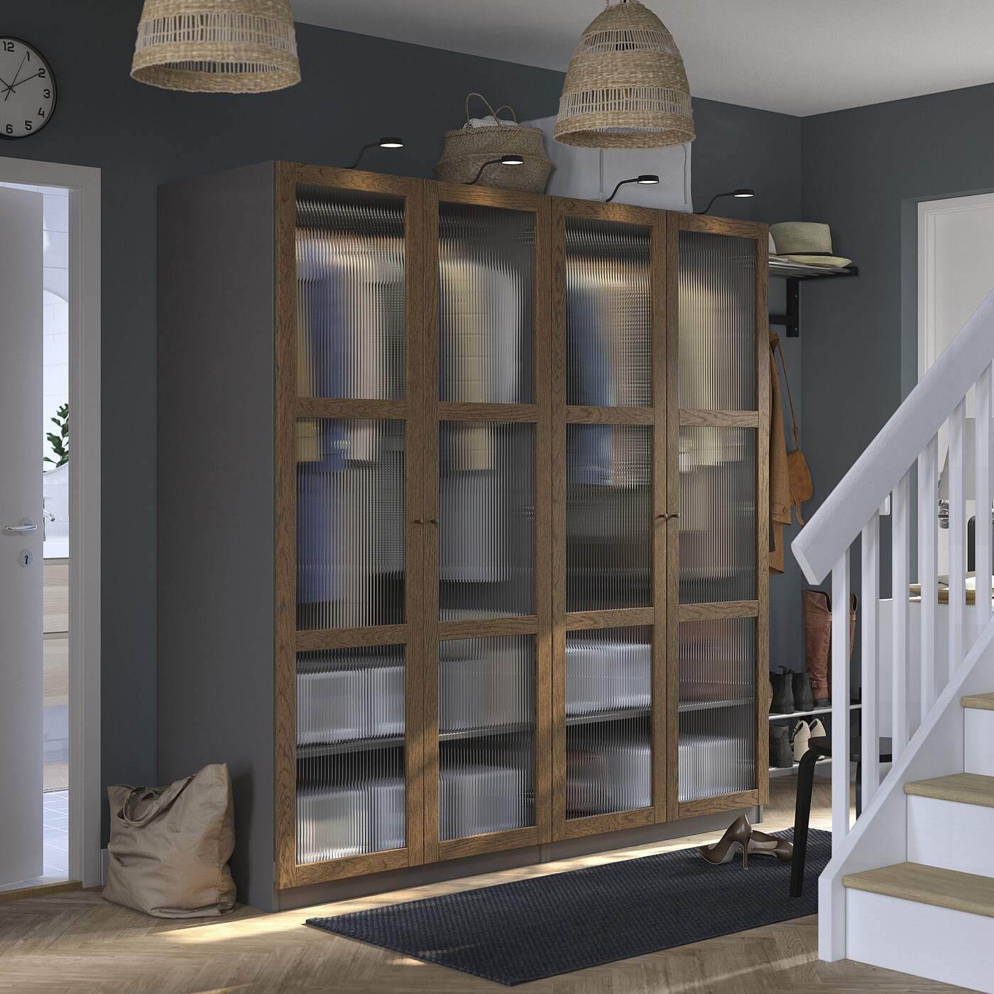 PAX / TONSTAD wardrobe combination dark grey brown/stained oak