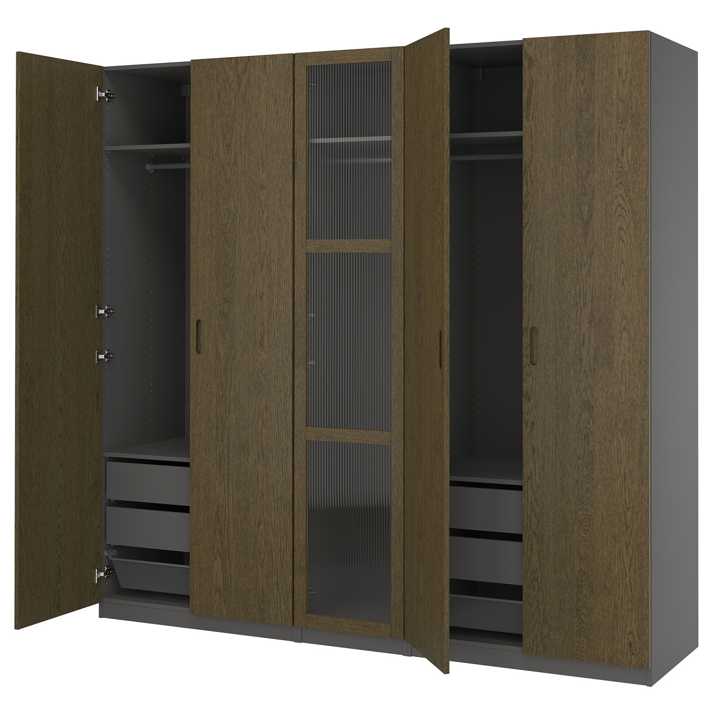 PAX / TONSTAD wardrobe combination dark grey brown/stained oak