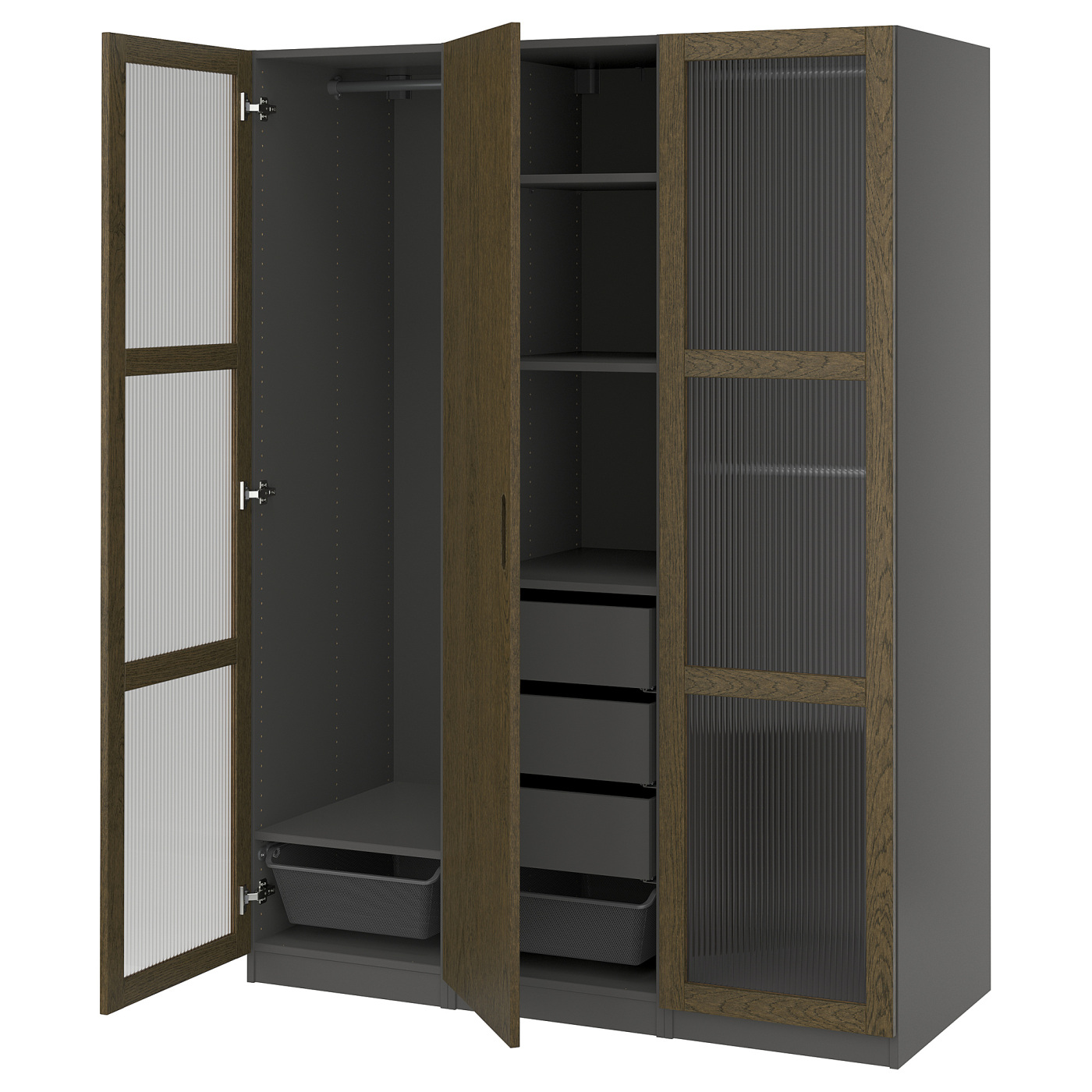 PAX / TONSTAD wardrobe combination dark grey brown/stained oak