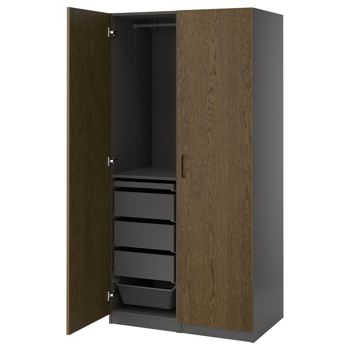 PAX / TONSTAD wardrobe combination dark grey/brown stained oak