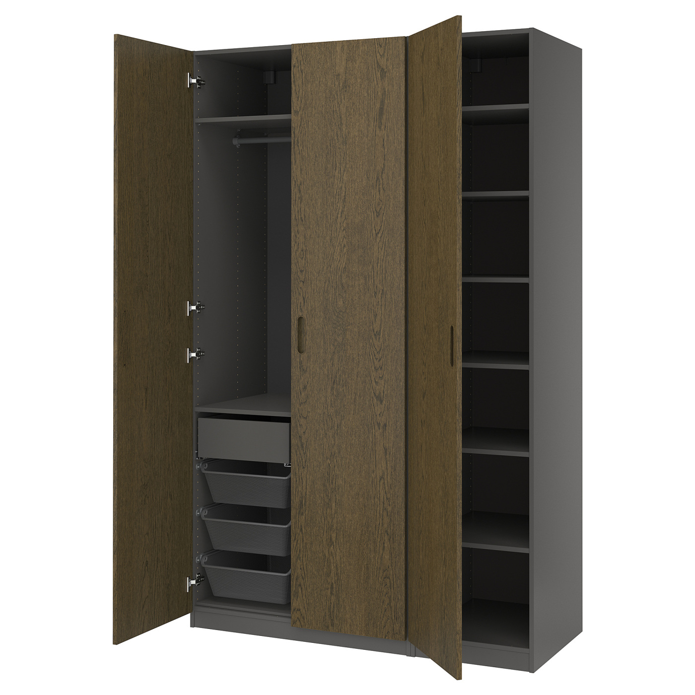 PAX / TONSTAD wardrobe combination dark grey/brown stained oak