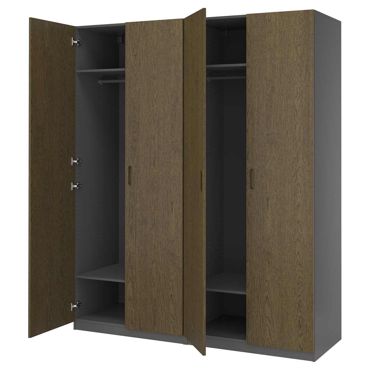 PAX / TONSTAD wardrobe combination dark grey/brown stained oak