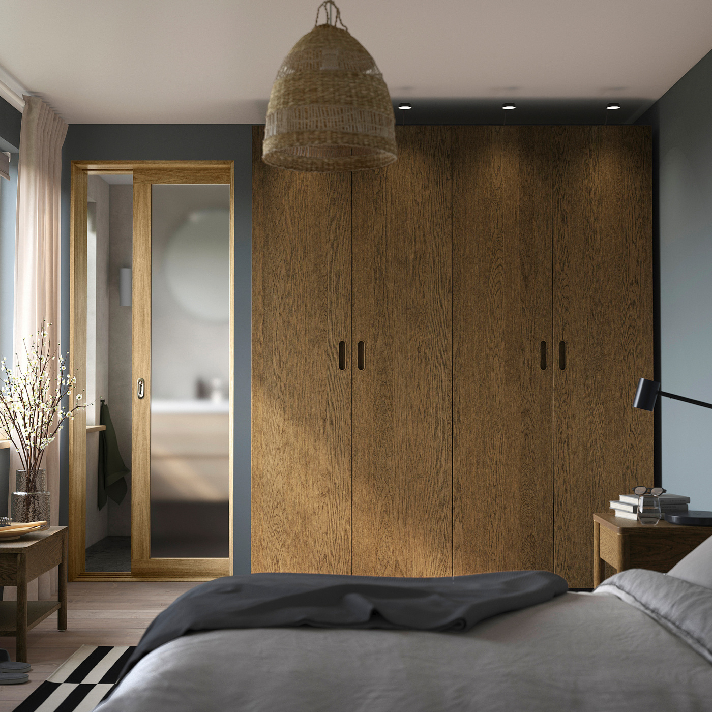 PAX / TONSTAD wardrobe combination dark grey/brown stained oak