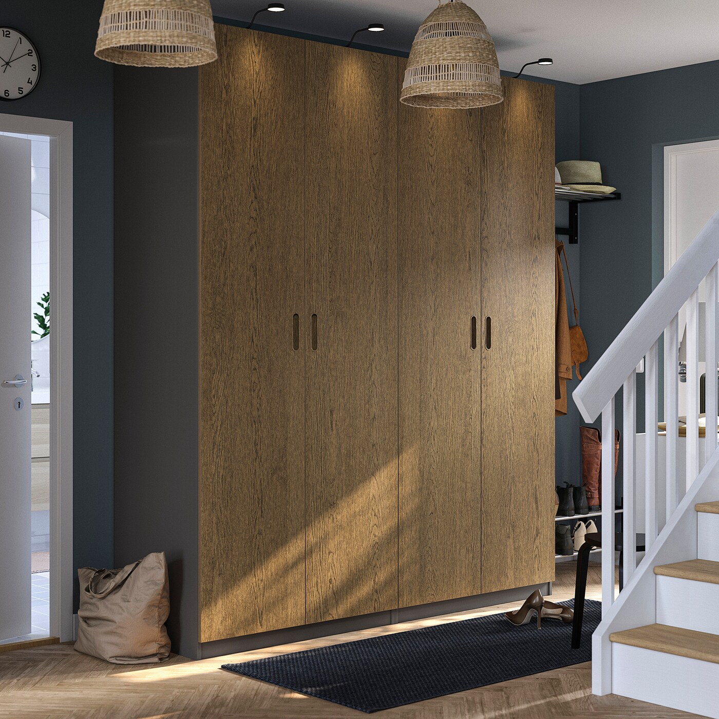 PAX / TONSTAD wardrobe combination dark grey/brown stained oak