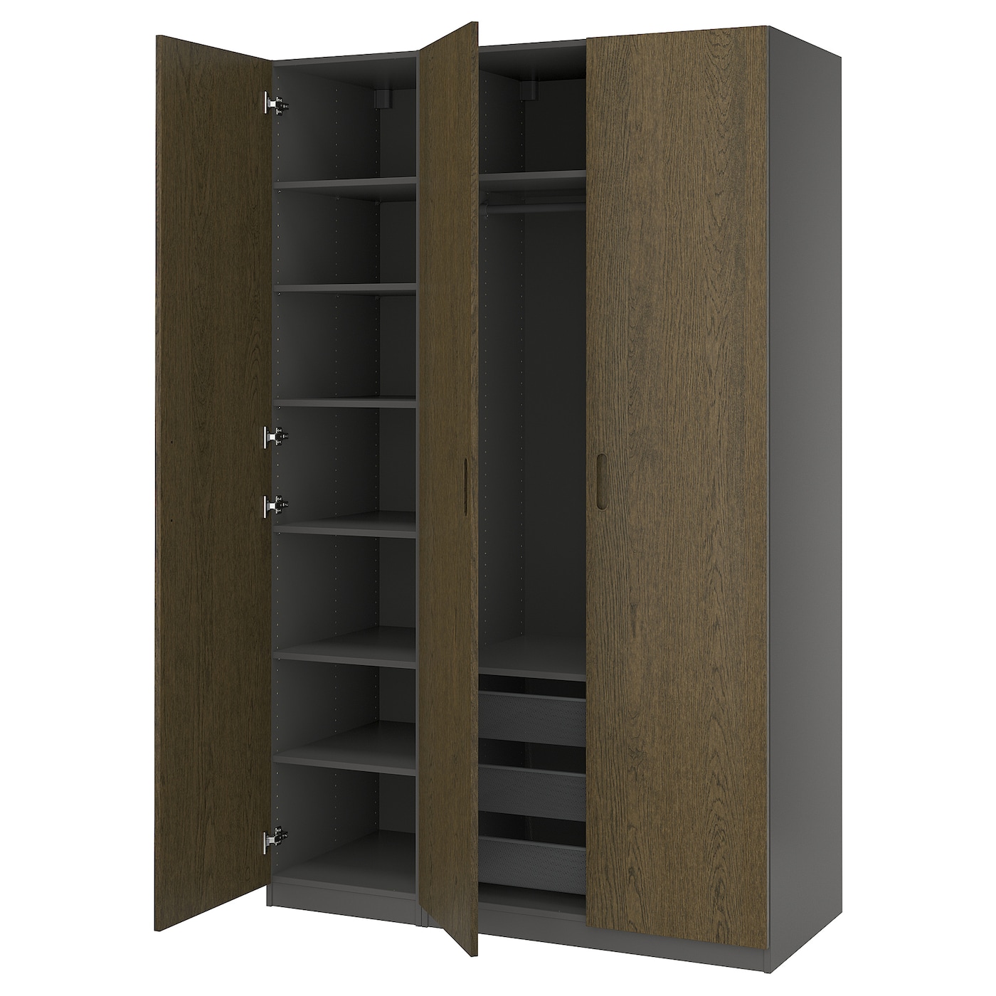 PAX / TONSTAD wardrobe combination dark grey/brown stained oak