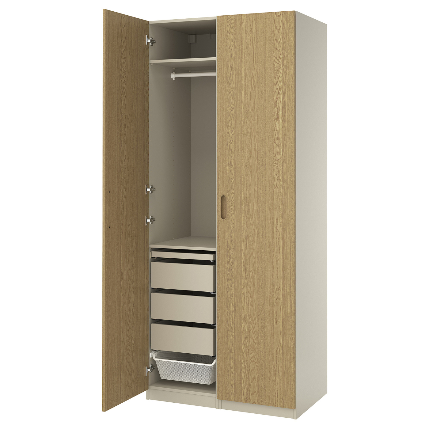 PAX / TONSTAD wardrobe combination grey-beige/oak veneer - IKEA