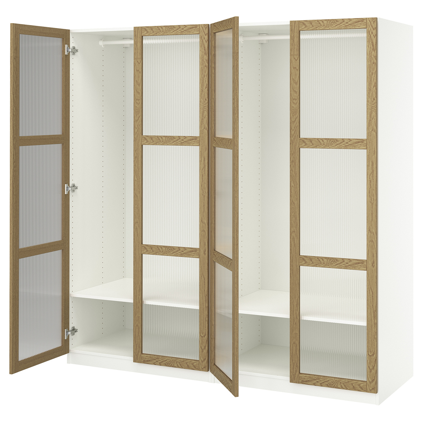 PAX / TONSTAD wardrobe combination white/oak veneer glass - IKEA