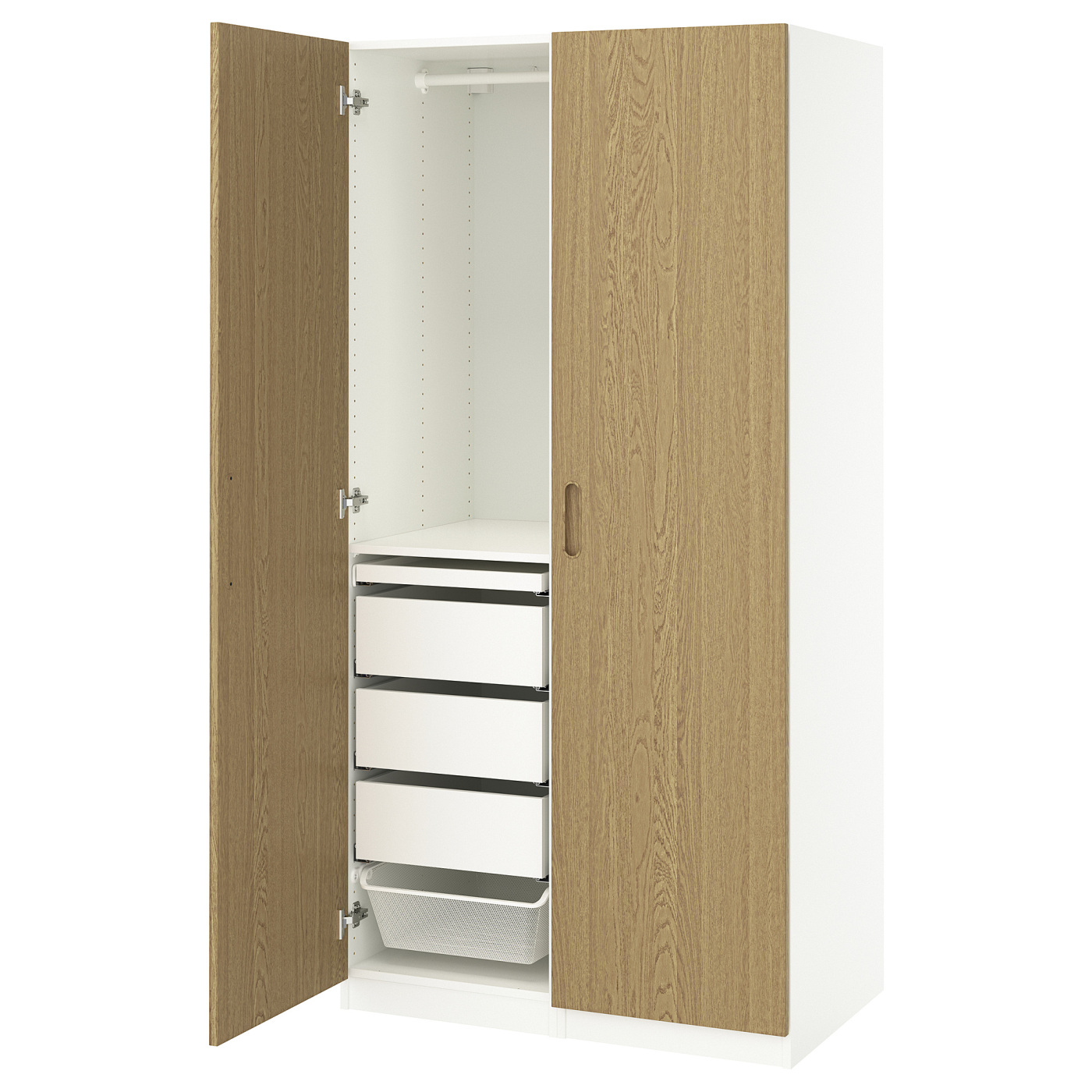 PAX / TONSTAD wardrobe combination white/oak veneer - IKEA