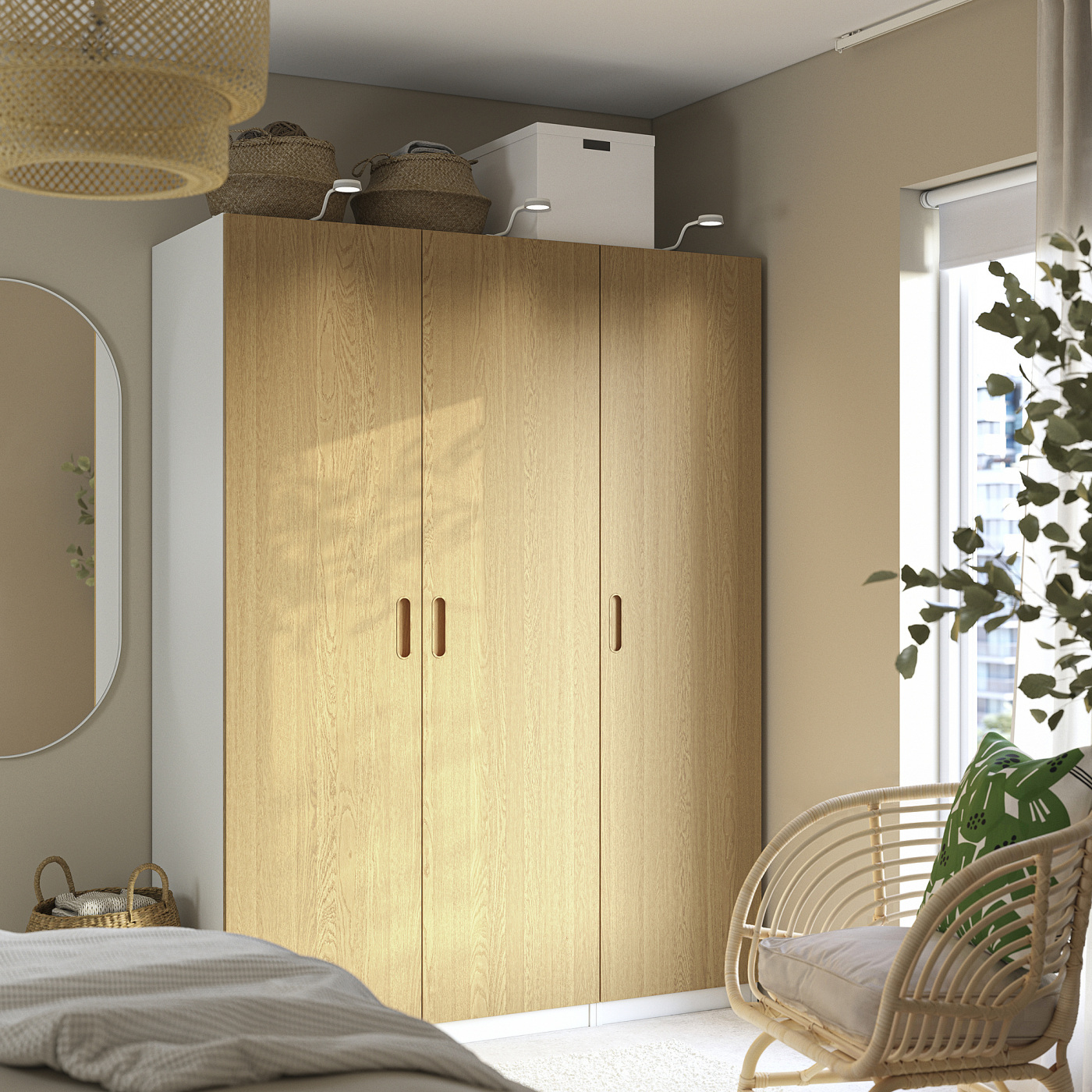PAX / TONSTAD wardrobe combination white/oak veneer - IKEA