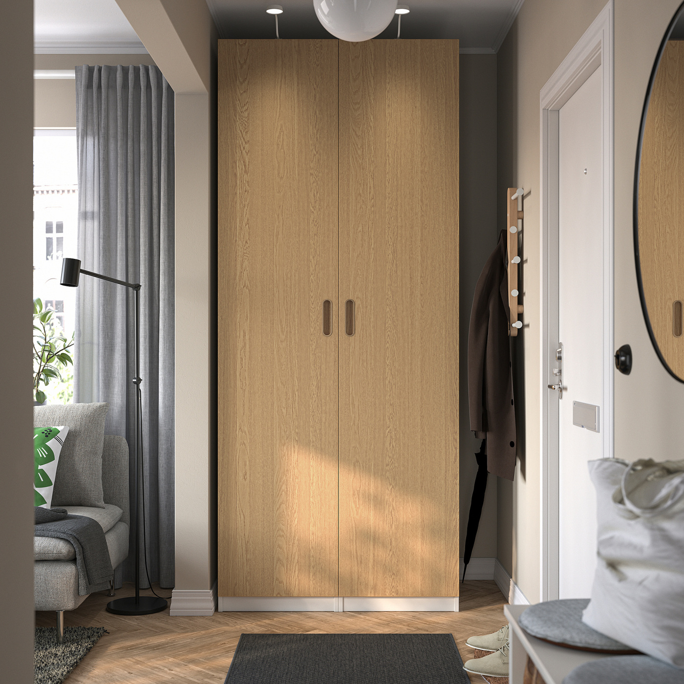 PAX / TONSTAD wardrobe combination white/oak veneer - IKEA