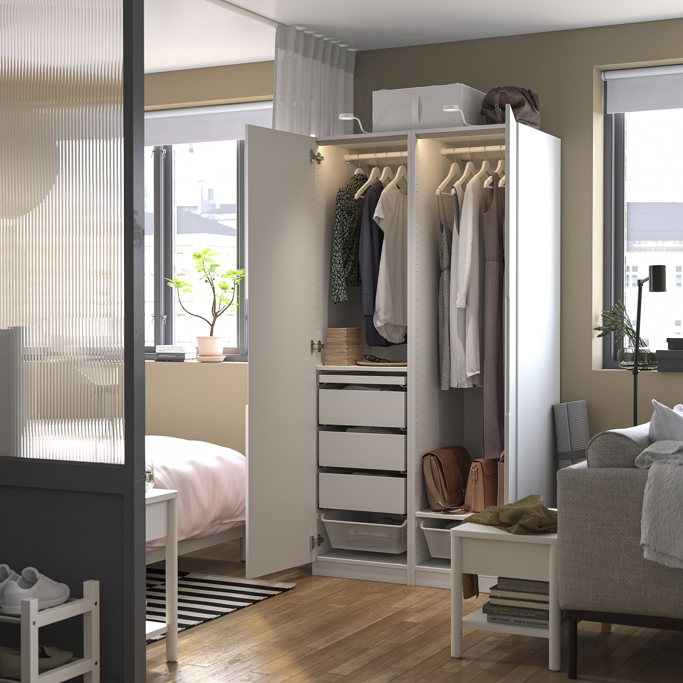PAX / TONSTAD wardrobe combination white/off-white - IKEA