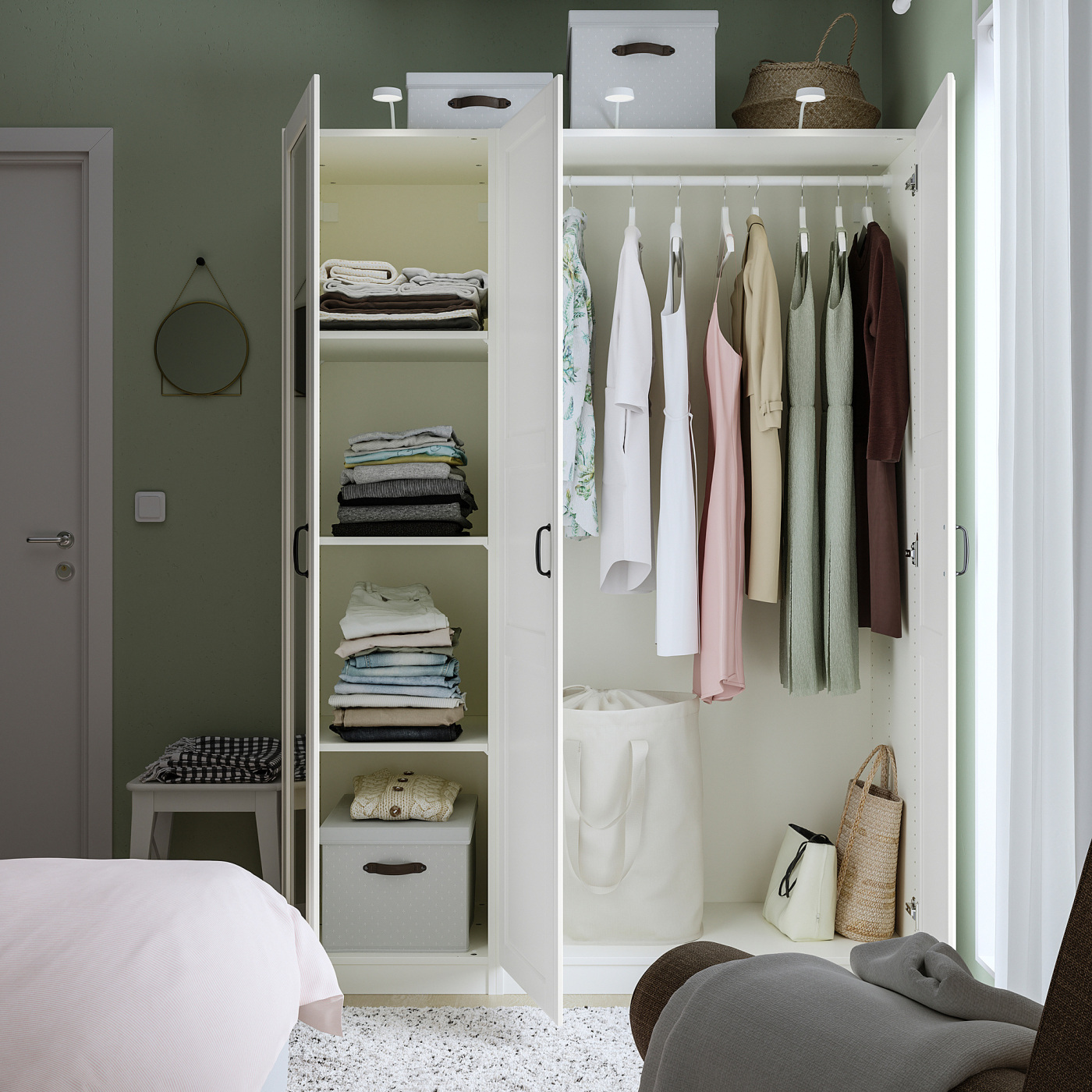 PAX / TYSSEDAL wardrobe combination white/mirror glass - IKEA