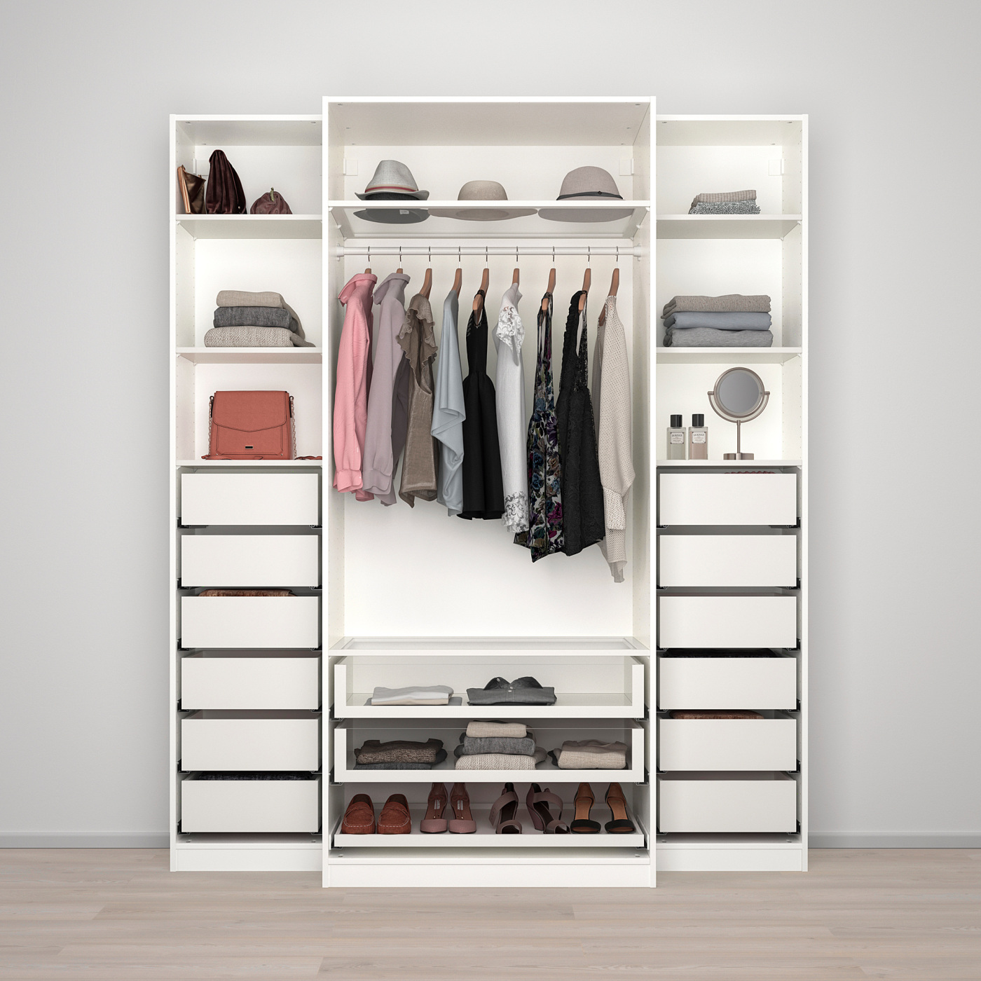 PAX / TYSSEDAL wardrobe white/white glass - IKEA