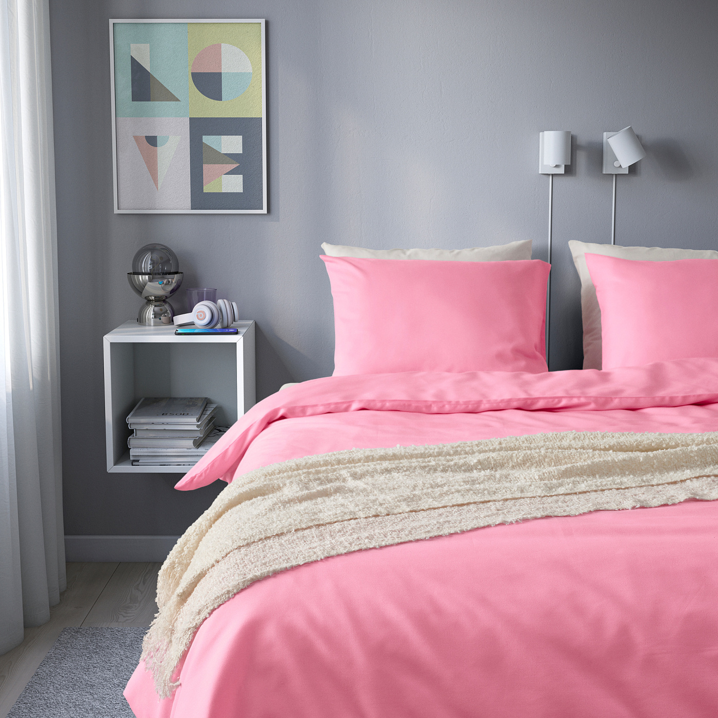 PILTANDVINGE duvet cover and 2 pillowcases pink - IKEA