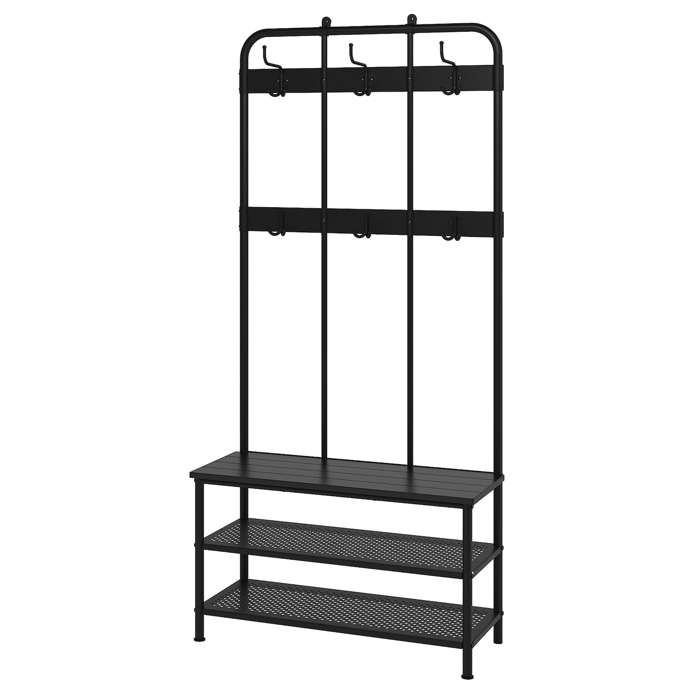 冬ギフト セ PINNIG IKEA - black bench storage shoe with rack coat 下駄箱・靴箱・シューズラック