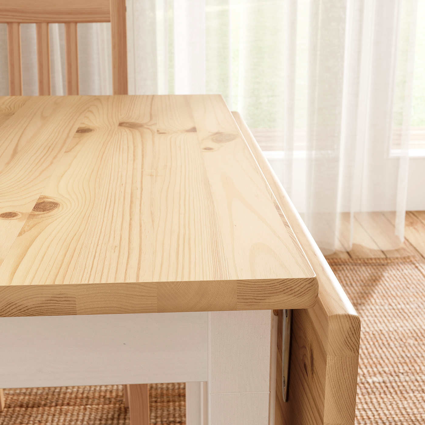 PINNTORP gateleg table light brown stained/white stained pine - IKEA