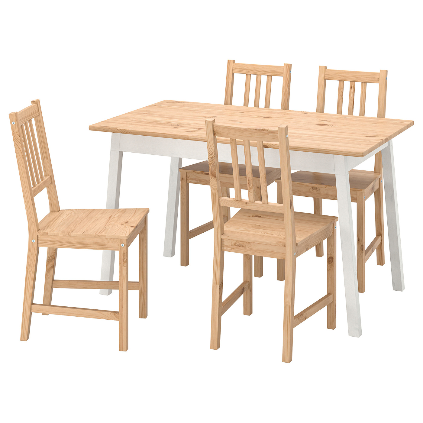 PINNTORP table and 4 chairs light brown stained white stained 