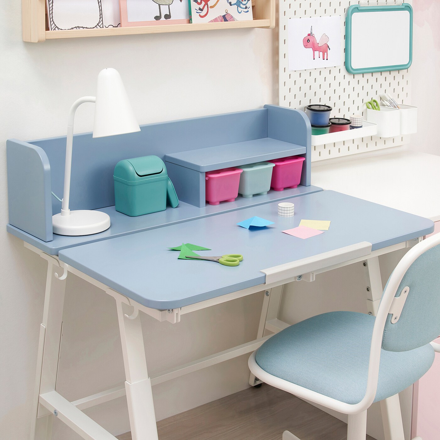 PIPLÄRKA / ÖRFJÄLL children's desk and chair blue/green - IKEA